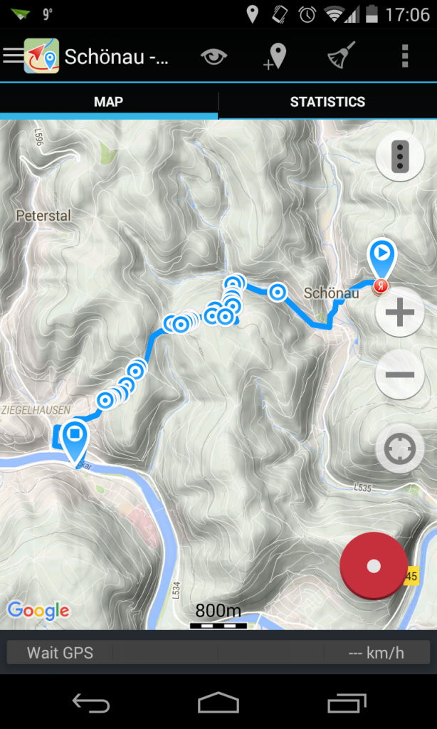 Eine fertig getrackte Strecke auf der Terrain Map