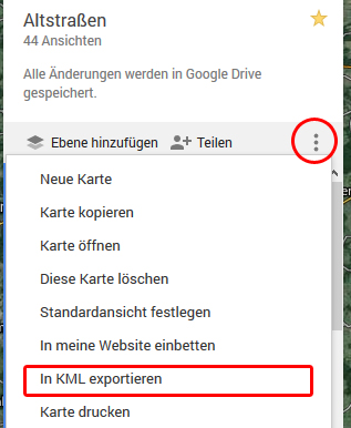 KML-Daten aus Google Maps exportieren