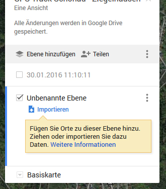 Google Maps: Import der GPX/KML-Daten aus Geo Tracker