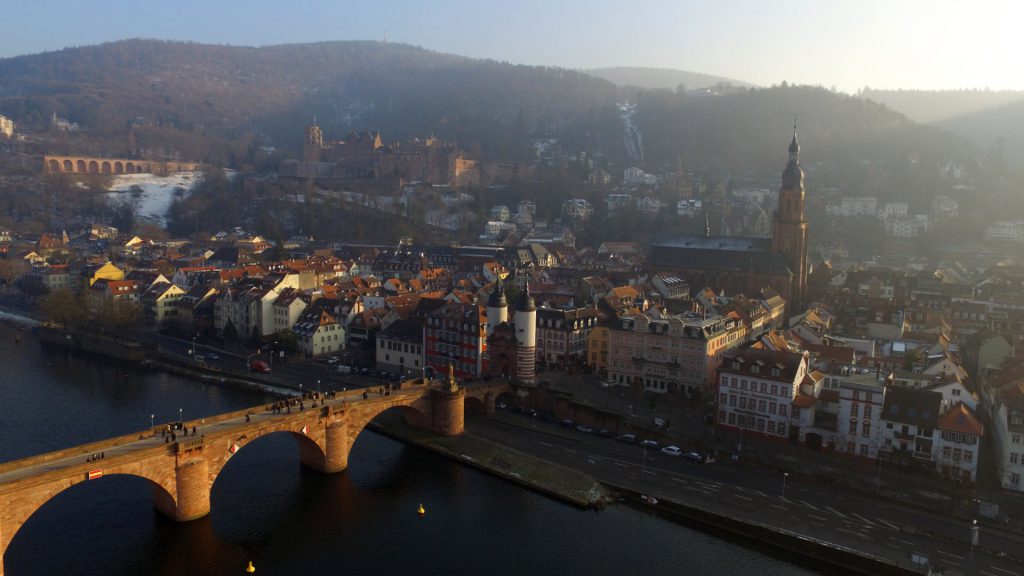 Aussicht auf Heidelberger Schloss, Alte Brücke, Altstadt, Heiliggeist-Kirche